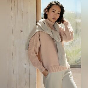 Haven Well Within Cotton Cable-Sleeve Rollneck Sweater size Small